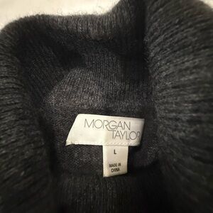 Morgan Taylor Women's Cashmere Charcoal Cowl Neck Sweater